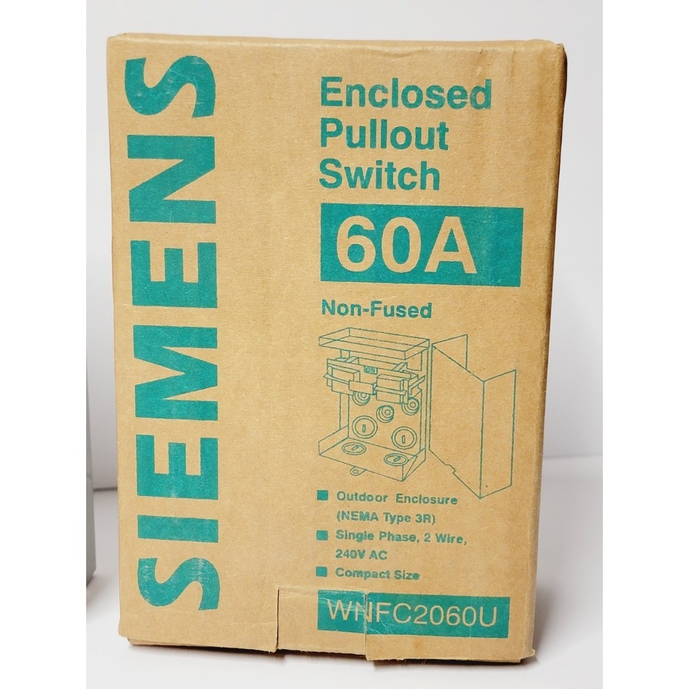 Siemens WNFC2060U Enclosed Pullout Switch 60A 240V Non-Fused NEMA 3R Outdoor